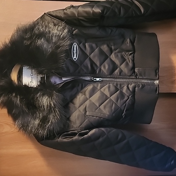 Juicy Couture Jackets & Blazers - Juicy Couture Black Aviator Jacket with Faux Fur Collar NWT XS